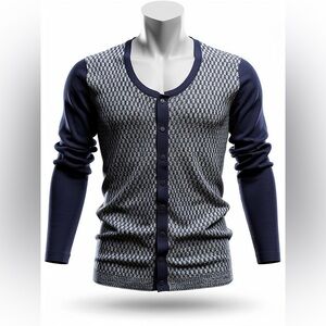 Bruuns Bazaar NWT Men's Navy and Gray Cardigan Sweater size S